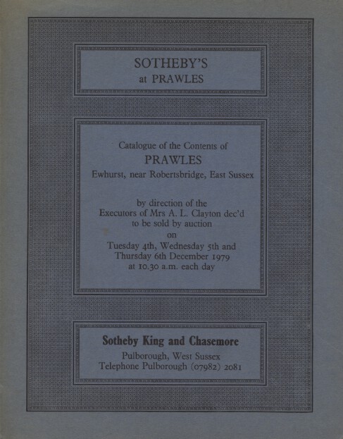 Sothebys Dec 1979 Contents of Prawles, Ewhurst - Silver, Furniture, Glass etc.
