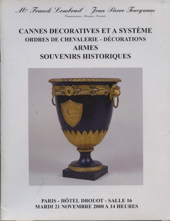 Lombrail - Teucquam November 2000 Canes, Orders, Arms, Historic Souvenirs