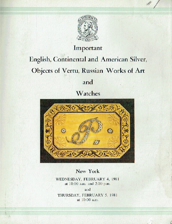 Christies February 1981 Important English, Continental & American Silver, Watche
