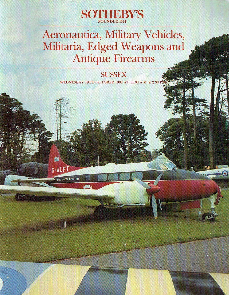 Sothebys October 1988 Aeronautica, Military Vehicles, Militaria, Edged Wepons