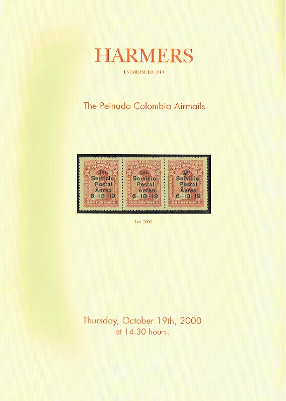 Harmers October 2000 The Peinado Colombia Airmails