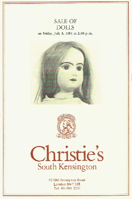 Christies July 1981 Sale of Dolls