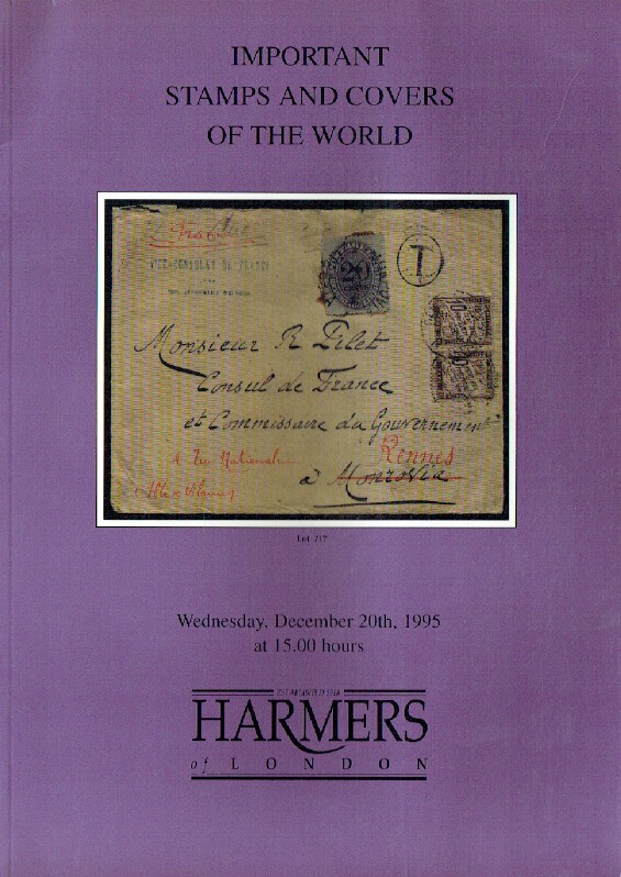 Harmers December 1995 Important Stamps & Covers of the World