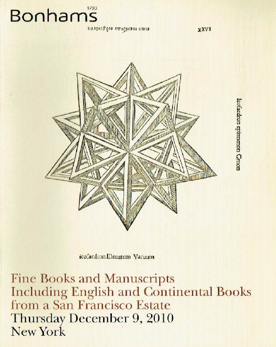 Bonhams December 2010 Fine Books & Manuscripts inc. English & Continental Books