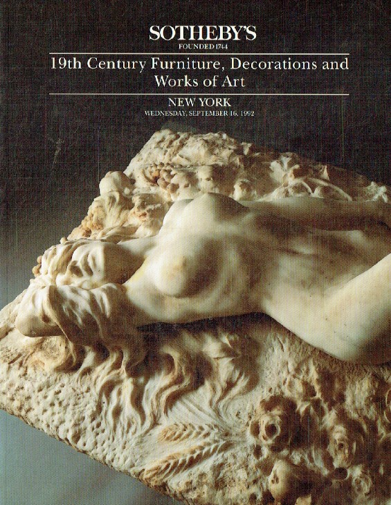 Sothebys September 1992 19th Century Furniture, Decorations and WOA