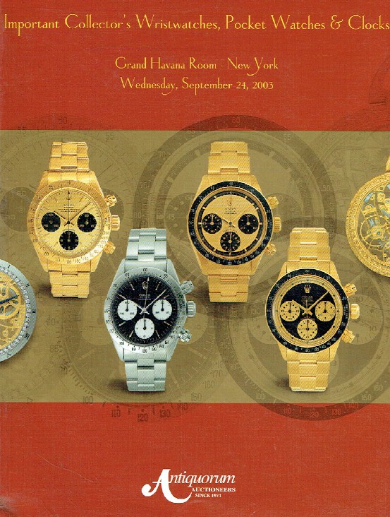 Antiquorum September 2003 Important Wristwatches, Pocket Watches & Clocks