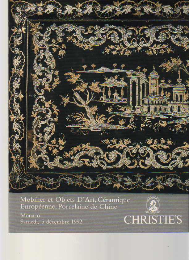 Christies 1992 French Furniture, Obects of Art, Ceramics