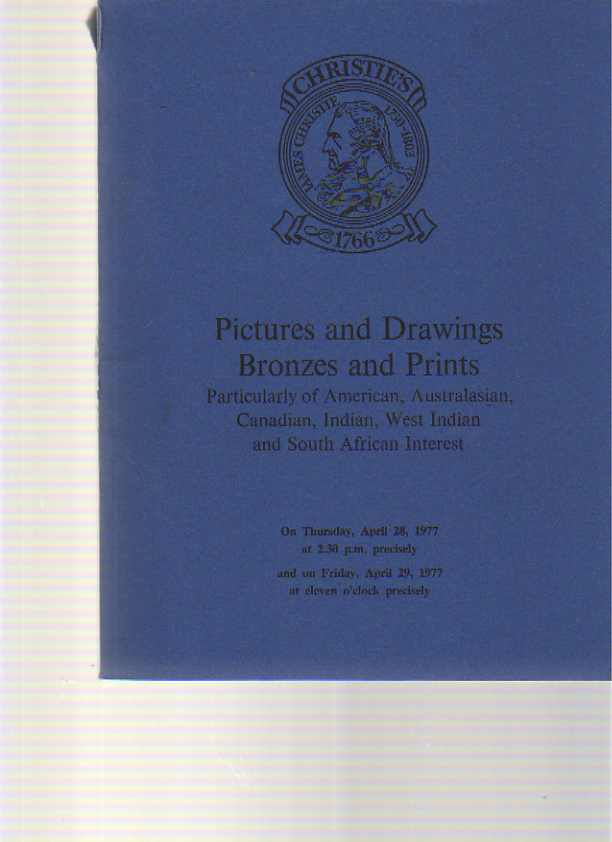 Christies April 1977 Pictures Drawings of American Australian interest