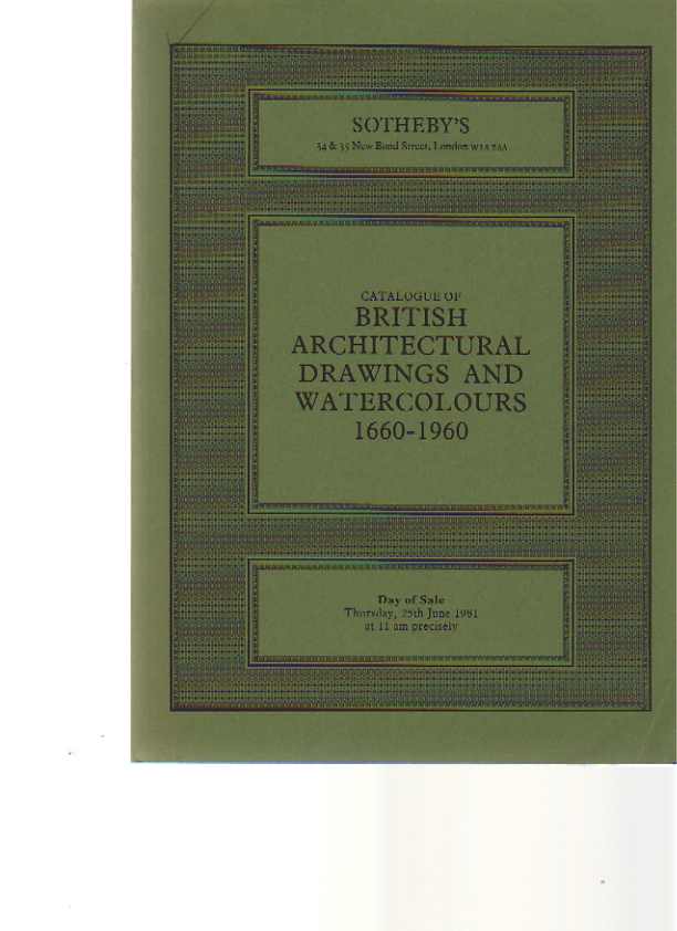 Sothebys 1981 British Architectural Drawings & Watercolours