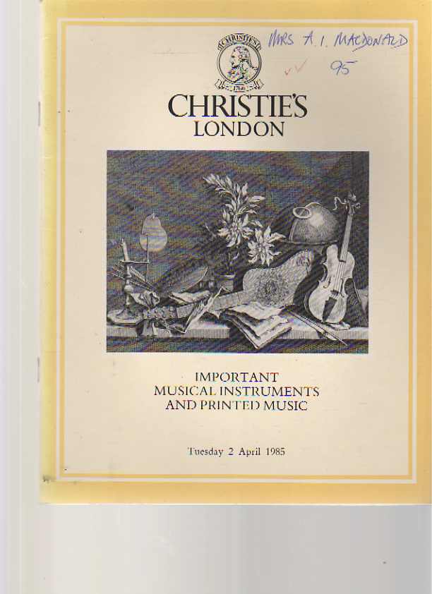 Christies 1985 Important Musical Instruments & Printed Music