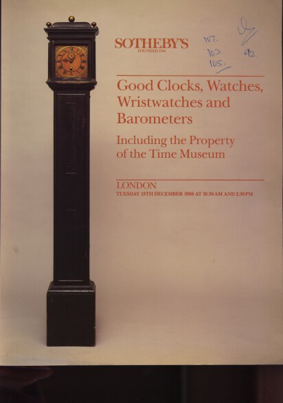 Sothebys 1988 Good Clocks, Watches & Barometers