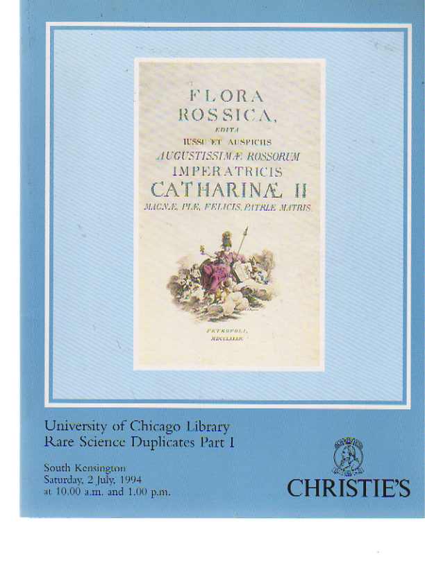 Christies 1994 Chicago Library of Rare Science Books, Part - I