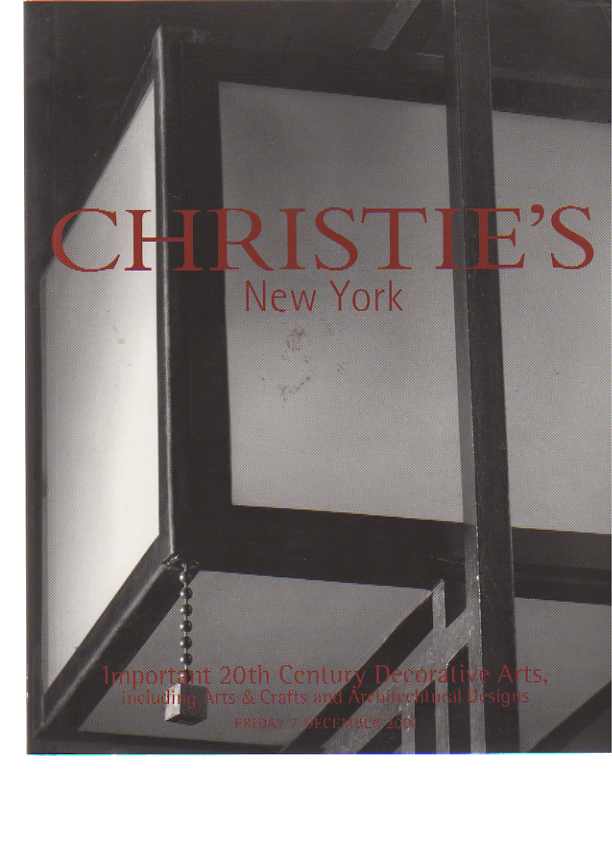 Christies 2001 Important 20th C Decorative Arts, Arts & Crafts