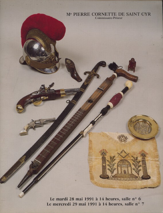 Cornette de Saint Cyr May 1991 Arms & Memorabilia, Canes, Freemasonry, Medals