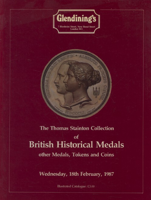 Glendinings Feb 1987 Stainton Collection British Historical Medals, Tokens, Coin