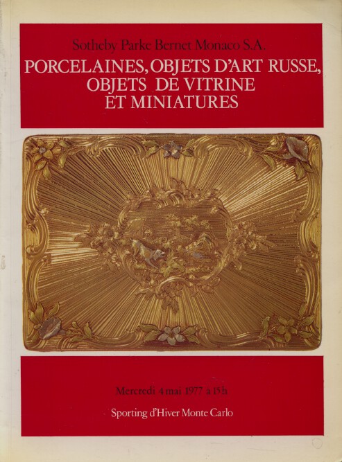 Sothebys May 1977 Porcelain, Russian Art, Objecs of Vertu, Miniatures