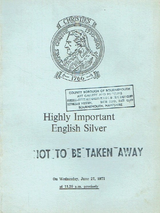 Christies 1973 Highly Important English Silver