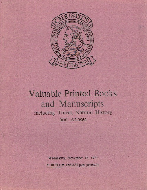 Christies November 1977 Valuable Printed Books & Manuscripts