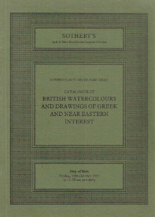 Sothebys October 1981 British Watercolours & Drawings of Greek and Eastern