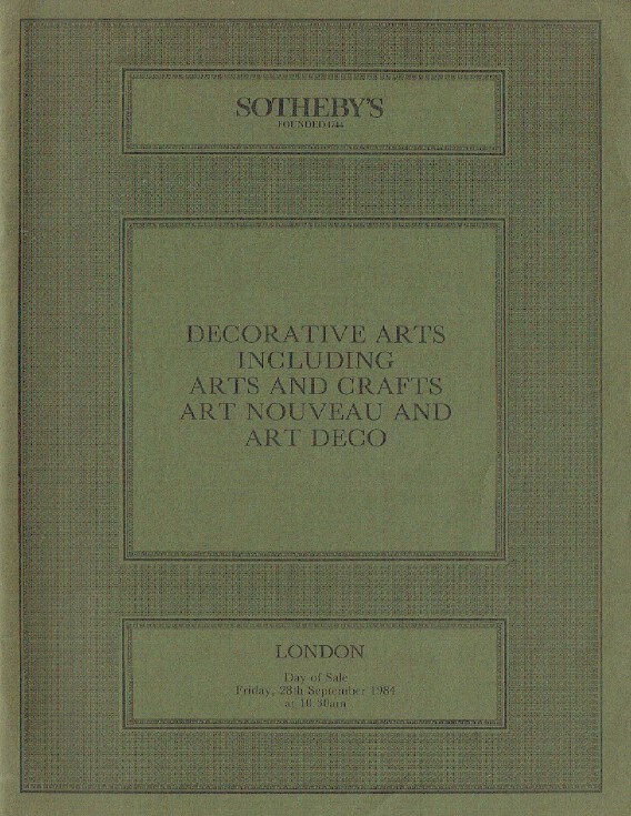Sothebys September 1984 Decorative Arts inc. Arts, Art Nouveau & Art Deco