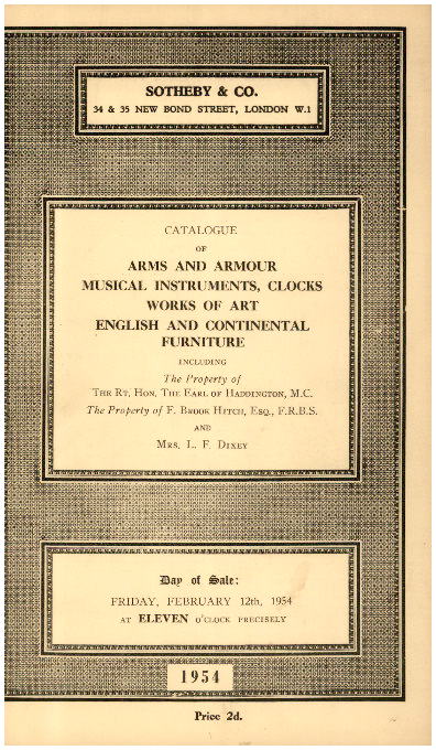 Sothebys February 1954 Arms & Armour ., etc. (Digital only)