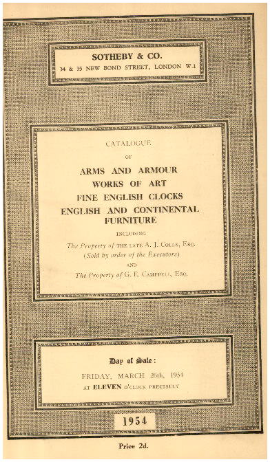 Sothebys March 1954 Arms & Armour., etc. (Digital only)