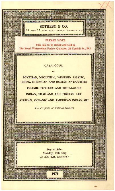 Sothebys May 1971 Egyptian,Neolithic,Western Asiatic,etc. (Digital Only)