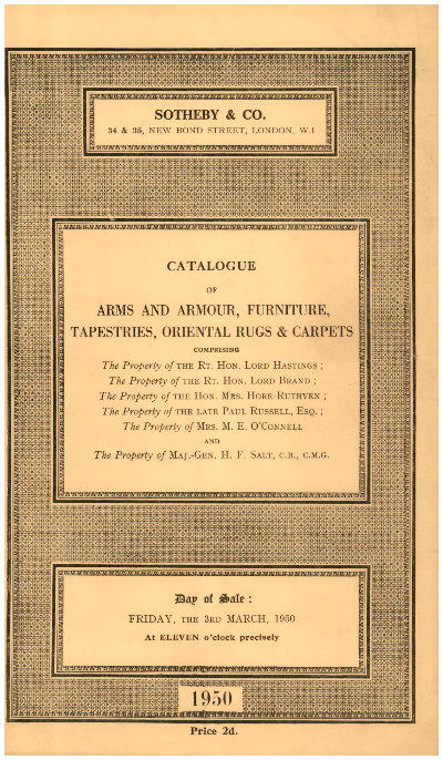 Sothebys March 1950 Arms & Armour, etc. (Digital only)