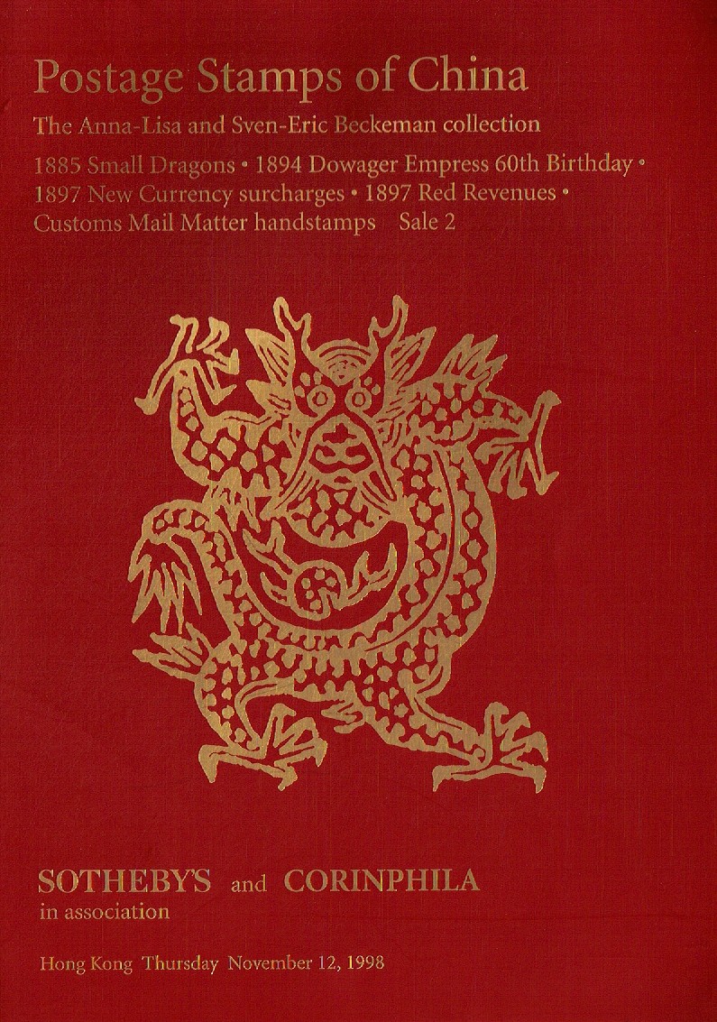 Sothebys November 1998 Postage Stamps of China. The Anna-Lisa and (Digital Only)