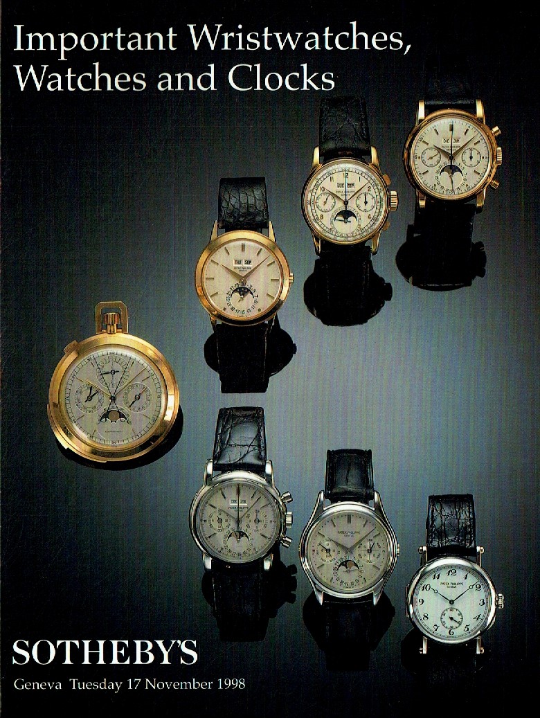 Sothebys November 1998 Important Wristwatches, Watches and Clocks (Digital Only)