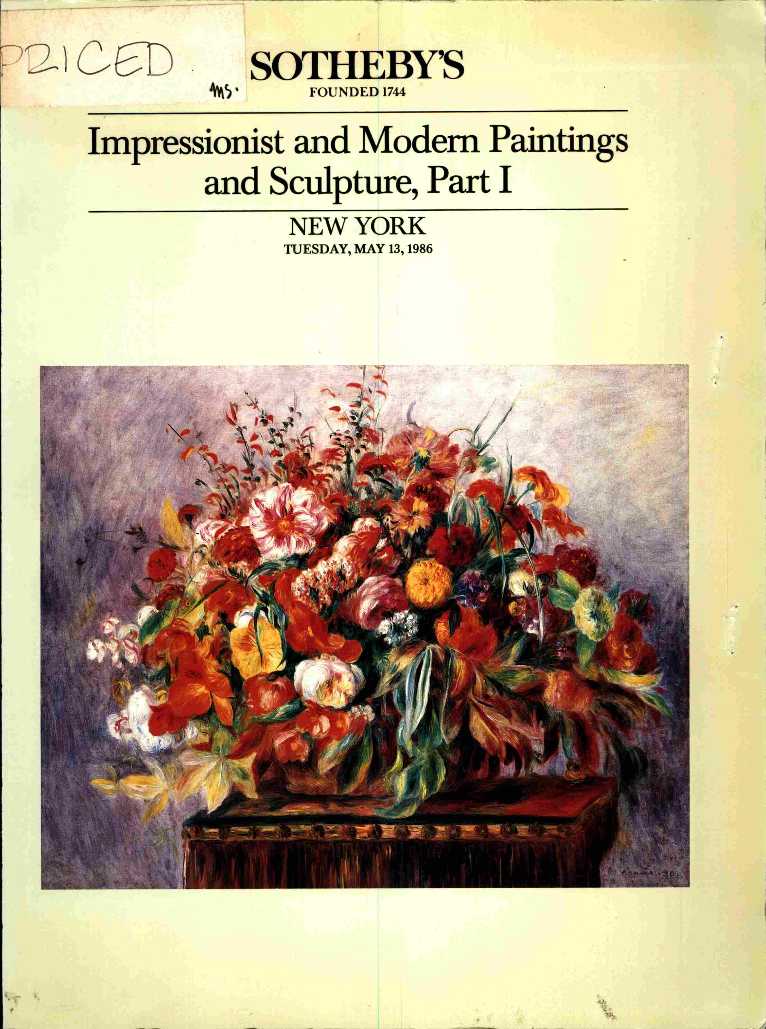 Sothebys May 1986 Impressionist & Modern Paintings and Sculpture, (Digital Only)