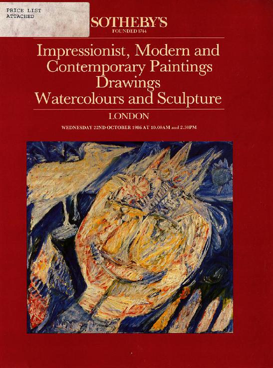Sothebys October 1986 Impressionist, Modern and Contemporary Pain (Digital Only)