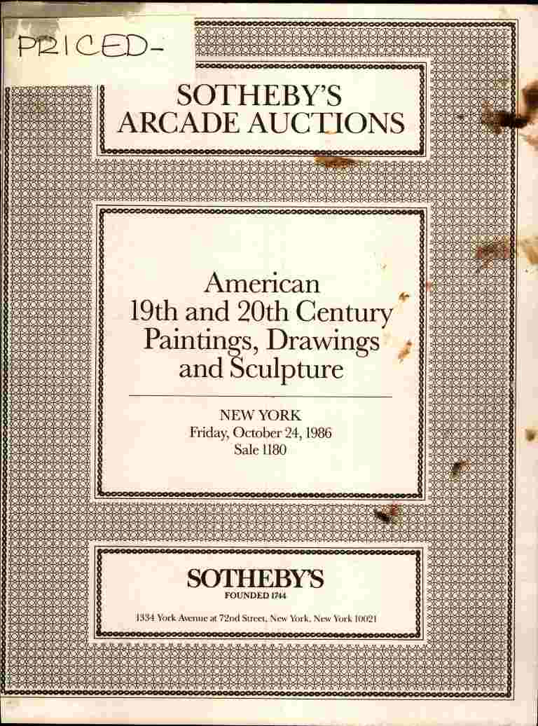 Sothebys October 1986 American 19th & 20th Century Paintings, Dra (Digital Only)