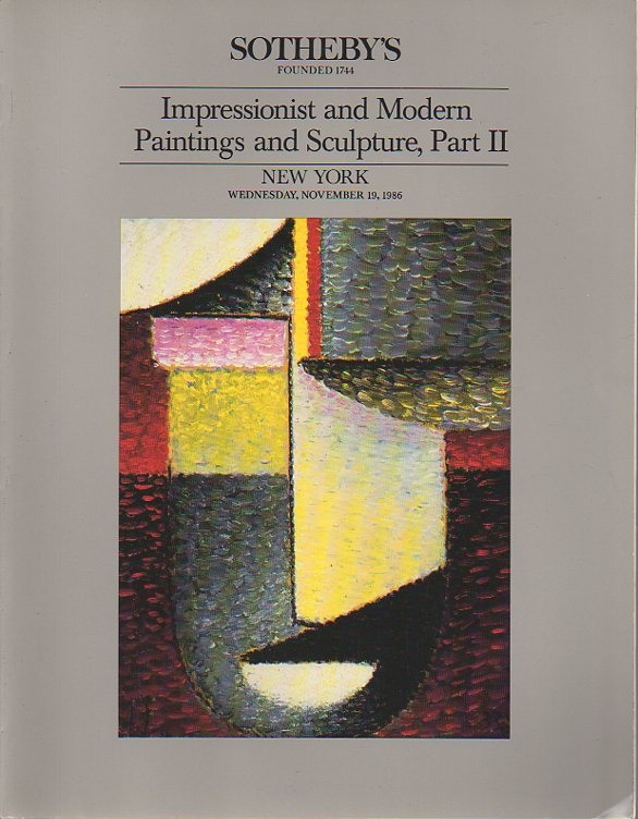 Sothebys November 1986 Impressionist and Modern Paintings and Scu (Digital Only