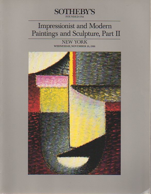 Sothebys November 1986 Impressionist and Modern Paintings and Scu (Digitial Only