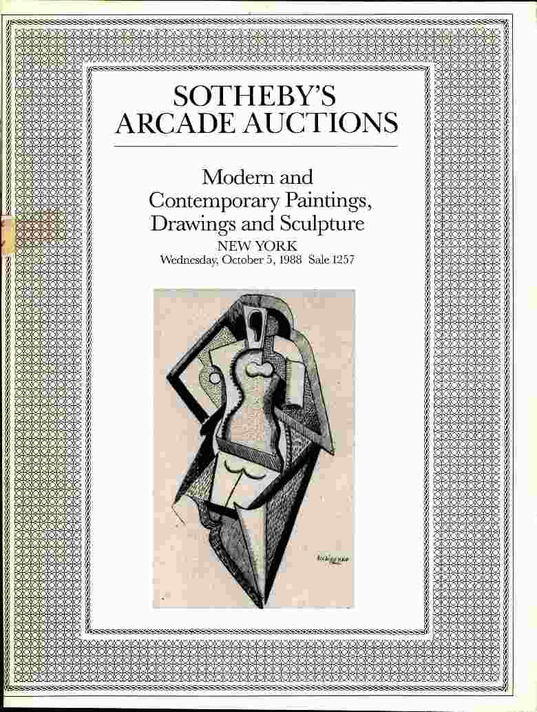 Sothebys October 1988 Modern & Contemporary Paintings, Drawings a (Digital Only)