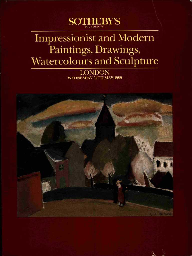 Sothebys May 1989 Impressionist & Modern Paintings, Drawings, Wat (Digital Only