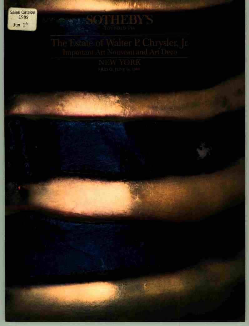 Sothebys June 1989 The Estate of Walter P. Chrysler, Jr Important (Digital Only