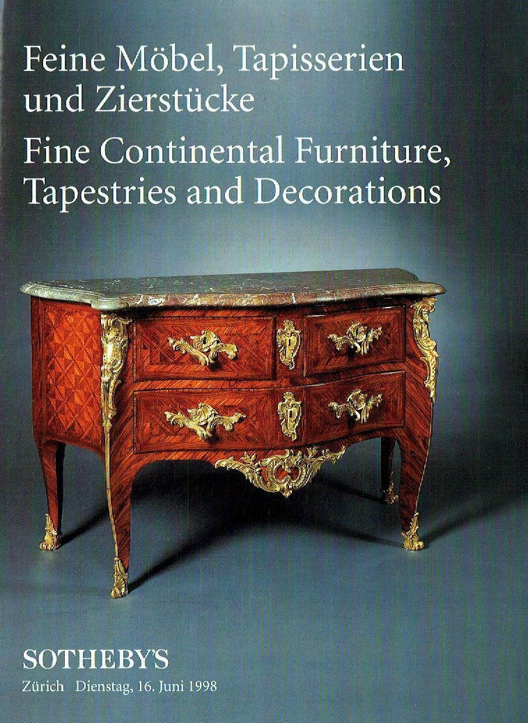 Sothebys June 1998 Fine Continental Furniture, Tapestries and Dec (Digital Only)