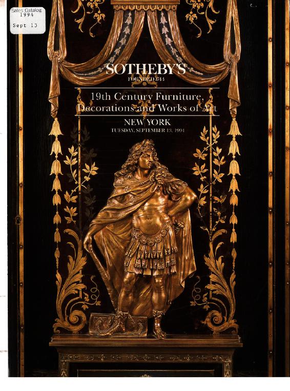 Sothebys September 1994 19th Century Furniture, Decorations & Wor (Digital Only