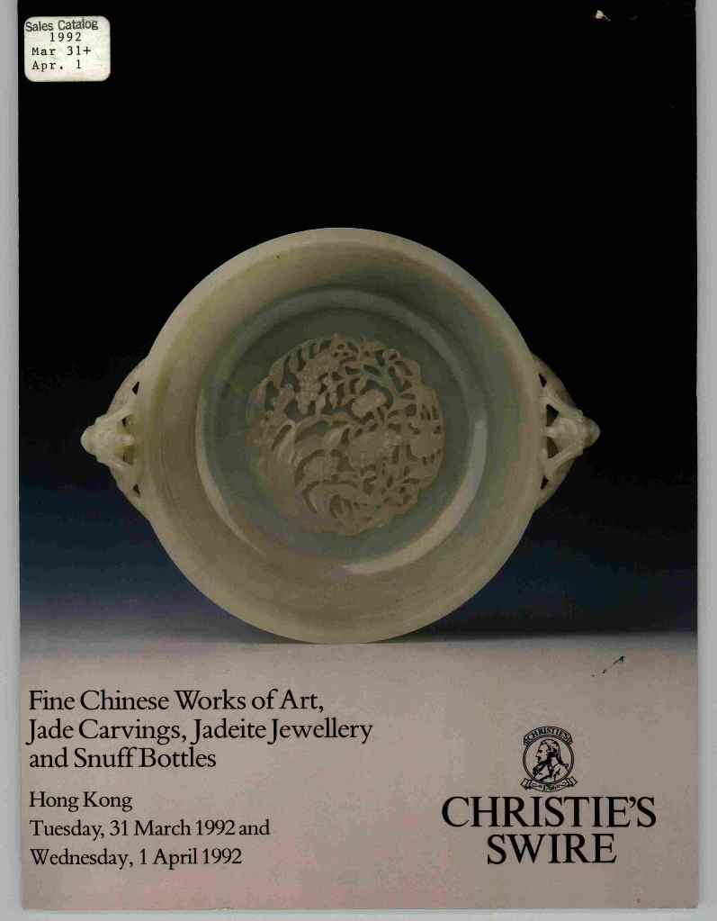 Christies March & 1st April 1992 Fine Chinese Works of Art, Jade (Digital Only)