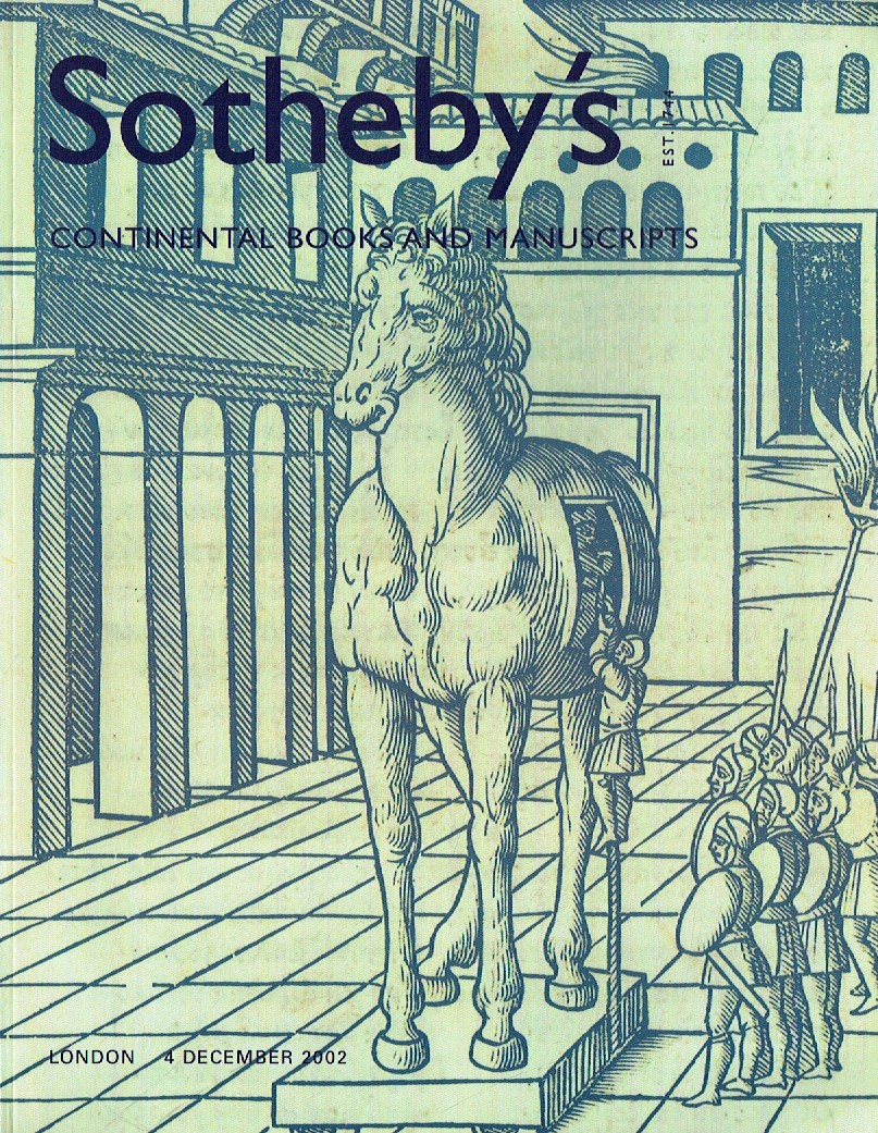 Sothebys December 2002 Continental Books and Manuscripts (Digital Only)