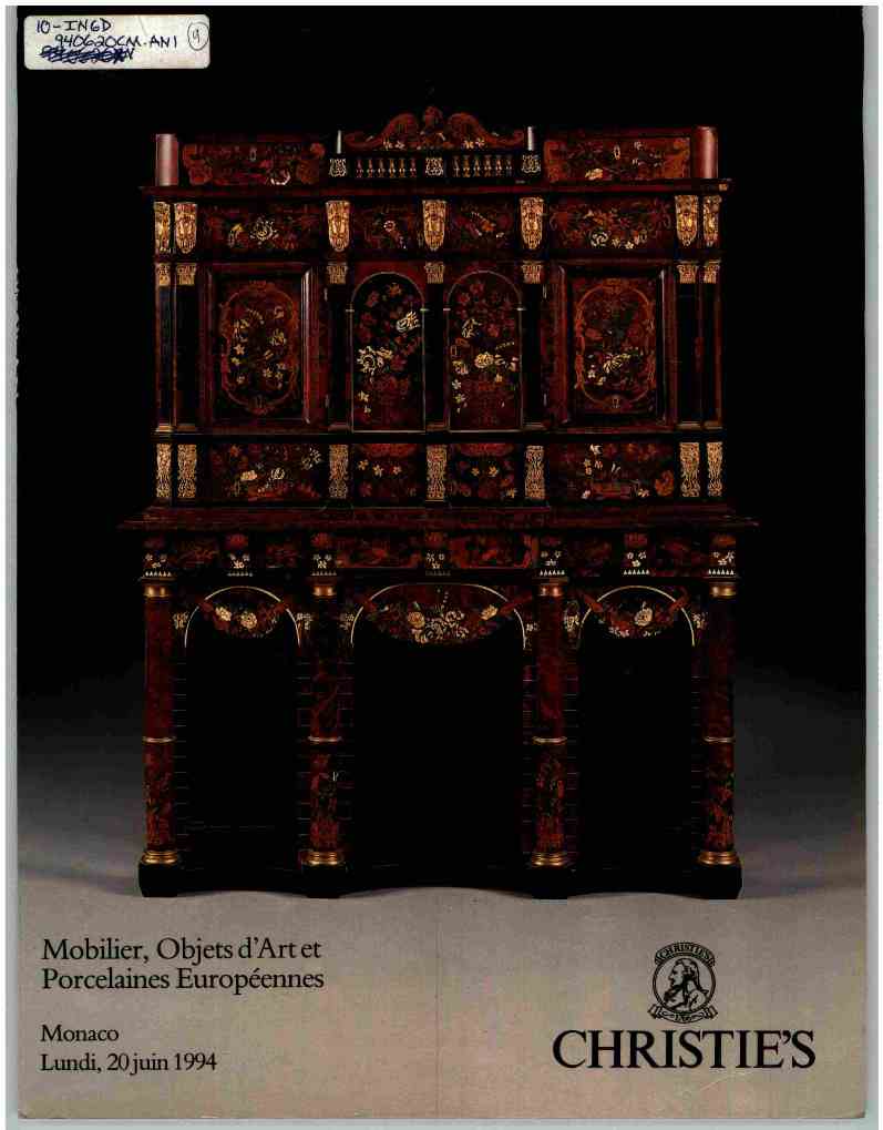 Christies October 1994 European Furniture, Works of Art and Porc (Digital Only)