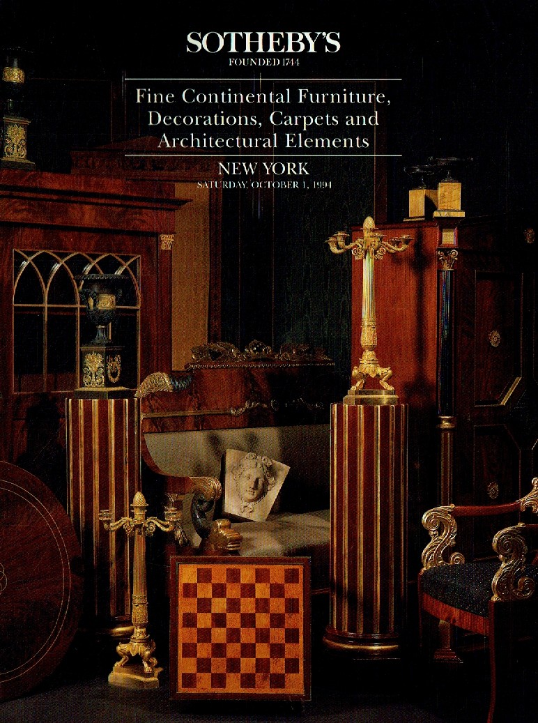 Sothebys October 1994 Fine Continental Furniture, Decorations, Ca (Digital Only