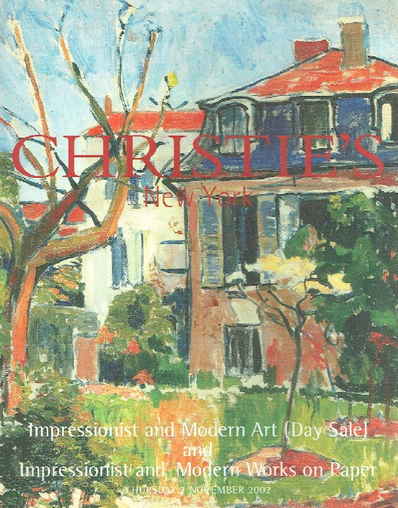 Christies November 2002 Impressionist & Modern Art Works on Pape (Digital Only)