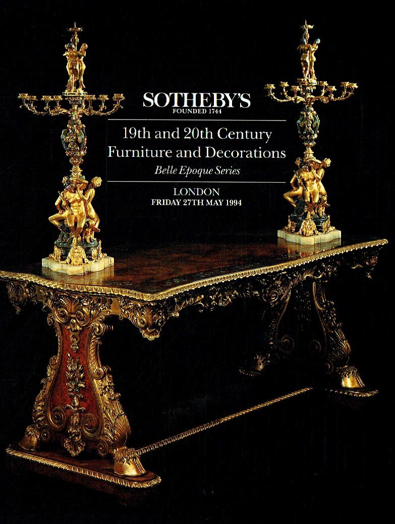 Sothebys May 1994 19th & 120h Century Furniture & Decorations Bel (Digitial Only