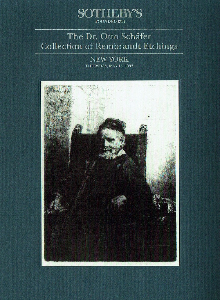 Sothebys May 1993 The Dr. Otto Schafer Collection of Rembrandt Et (Digitial Only