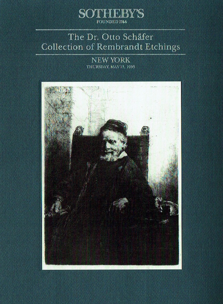 Sothebys May 1993 The Dr. Otto Schafer Collection of Rembrandt Et (Digital Only)