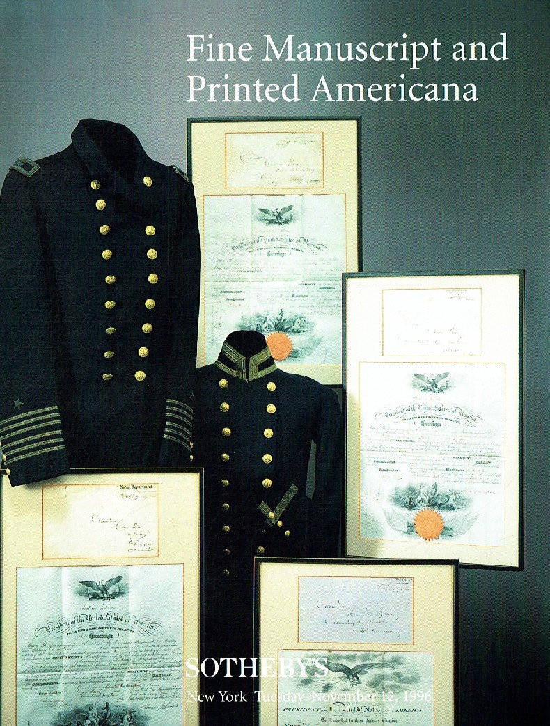 Sothebys November 1996 Fine Manuscripts and Printed Americana (Digital Only)