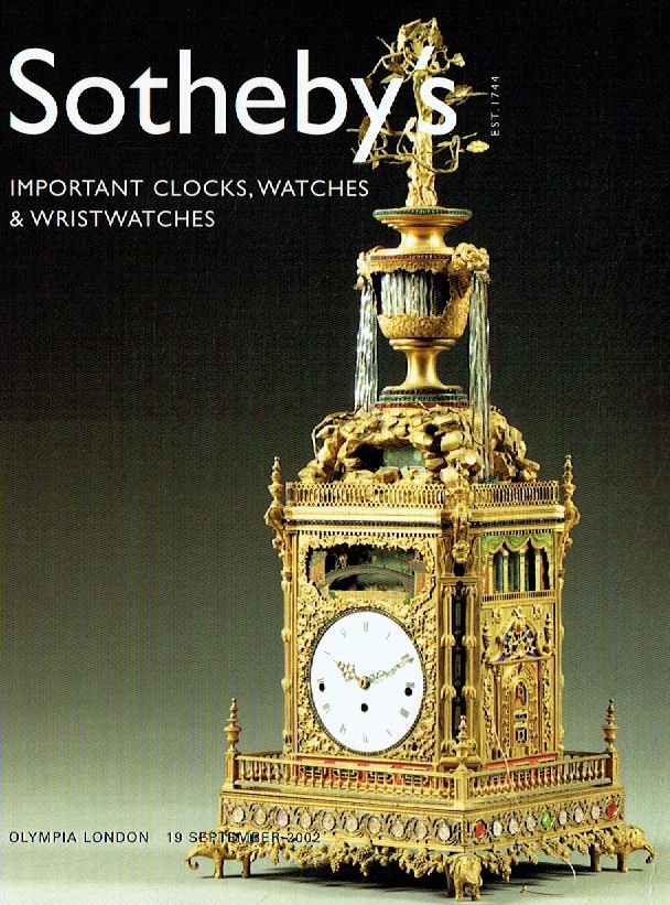 Sothebys September 2002 Important Clocks, Watches & Wristwatches (Digitial Only)